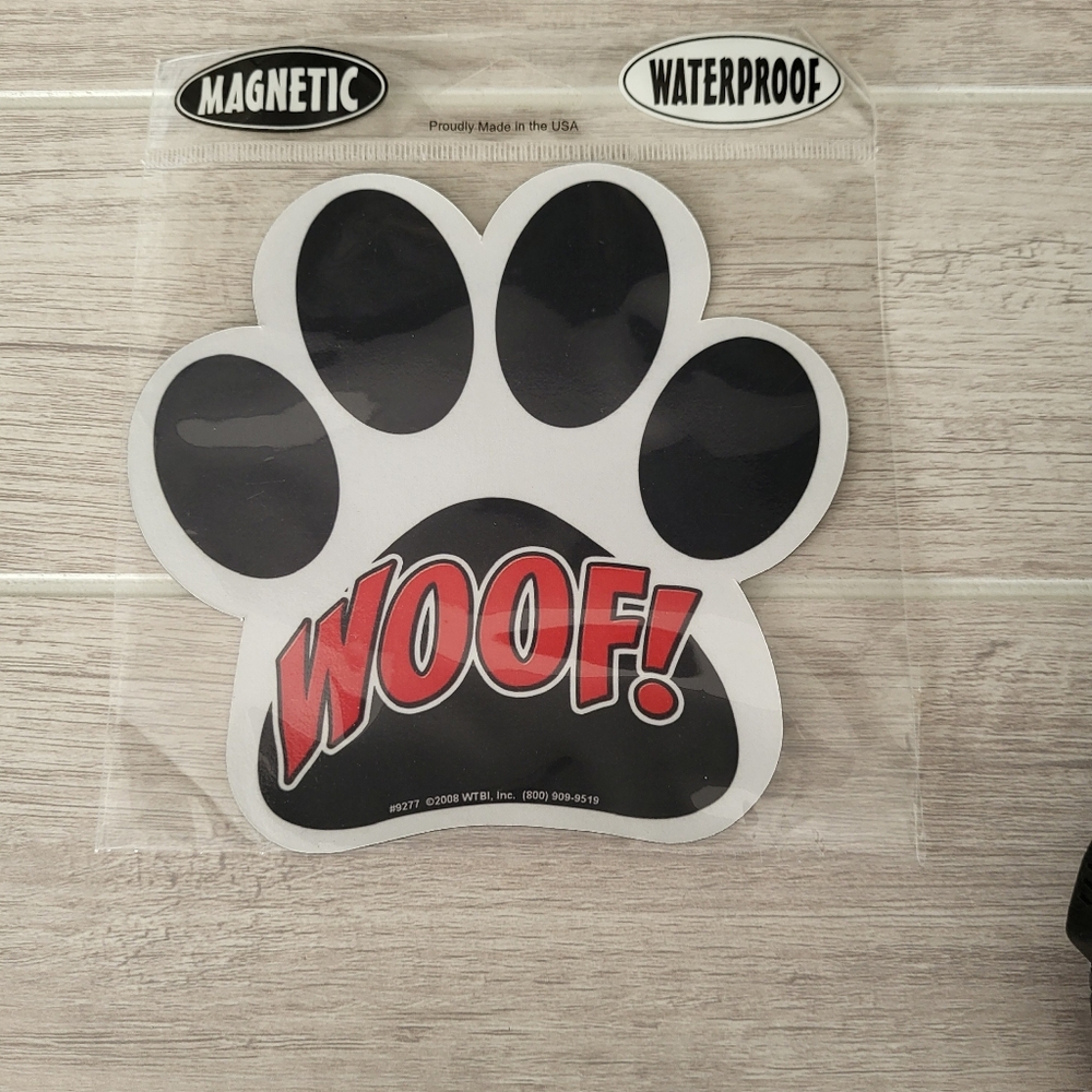 Magentic‎ Dog Paw Woof Decal Sticker For Cars Trucks SUV 5" Made In USA